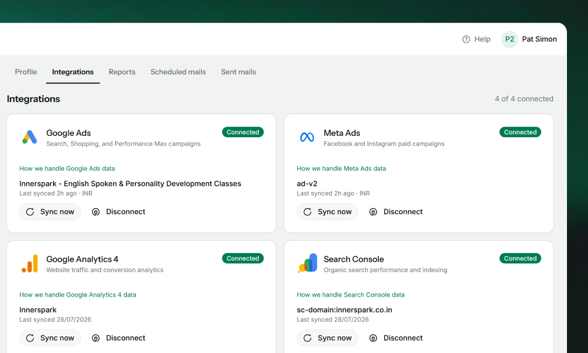 Duneside automated report generation interface